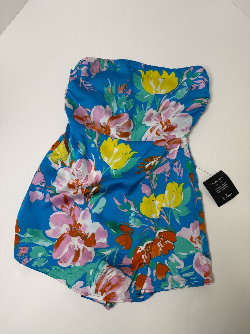 Lulus Prettiest Approach Strapless Floral Skort Romper NWT